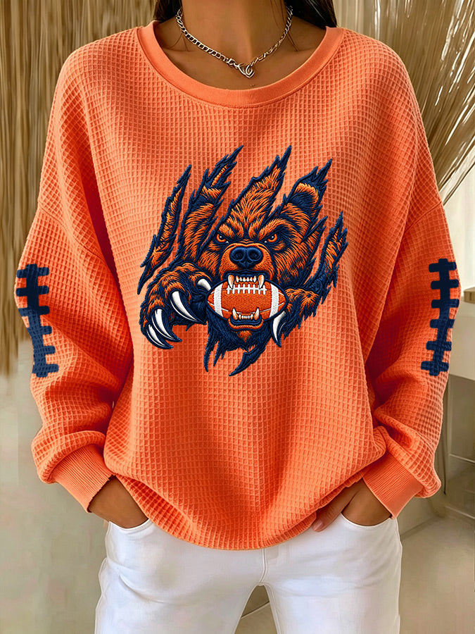Women'S Football Printed Casual Waffle Sports Shirt
