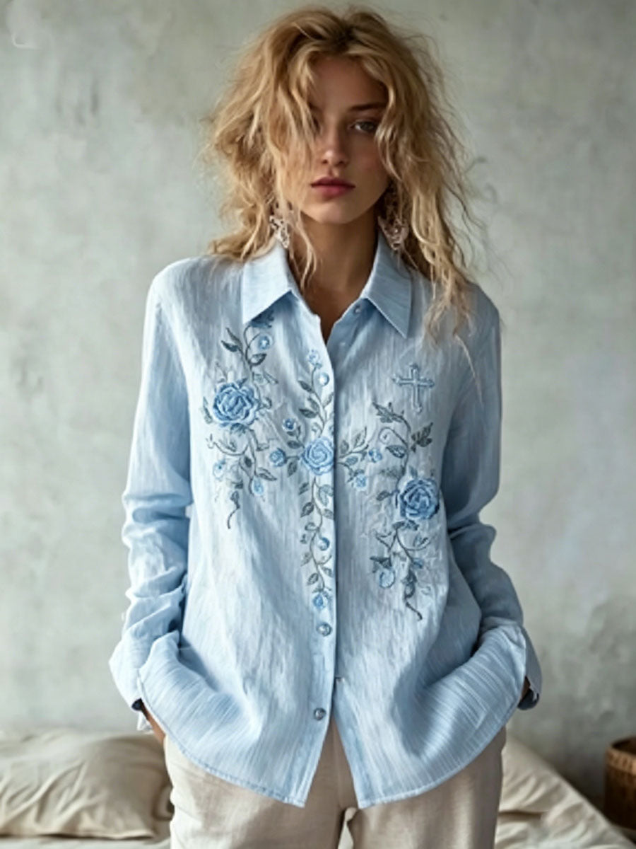 Women'S Casual Floral Faith Print Top