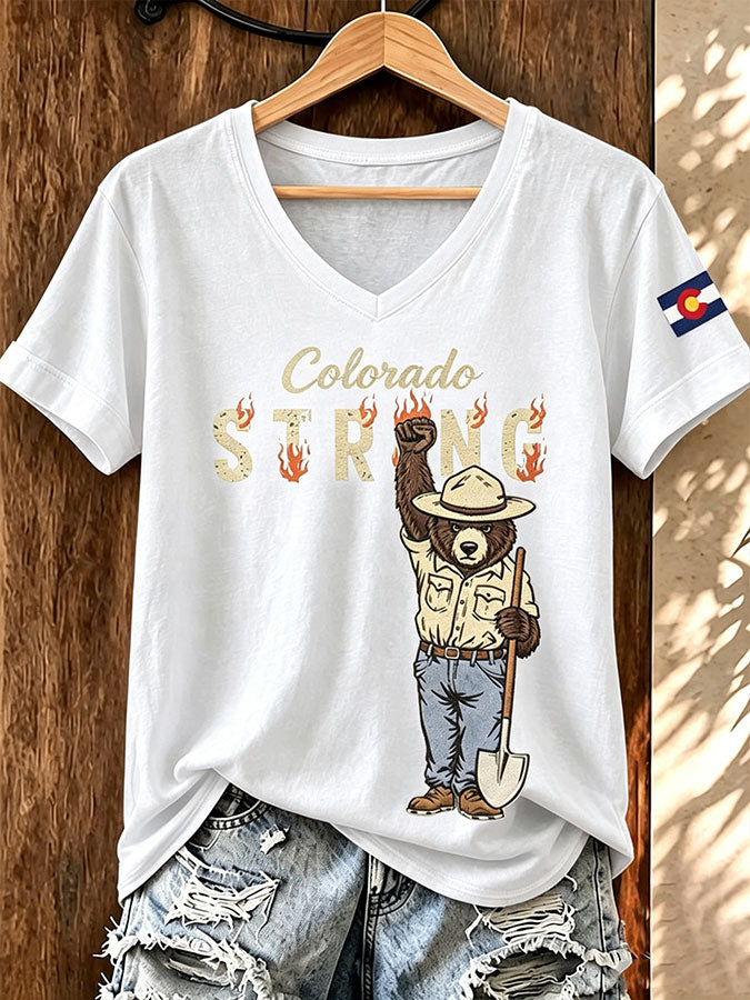 Women'S Colorado Strong Printed V-Neck T-Shirt