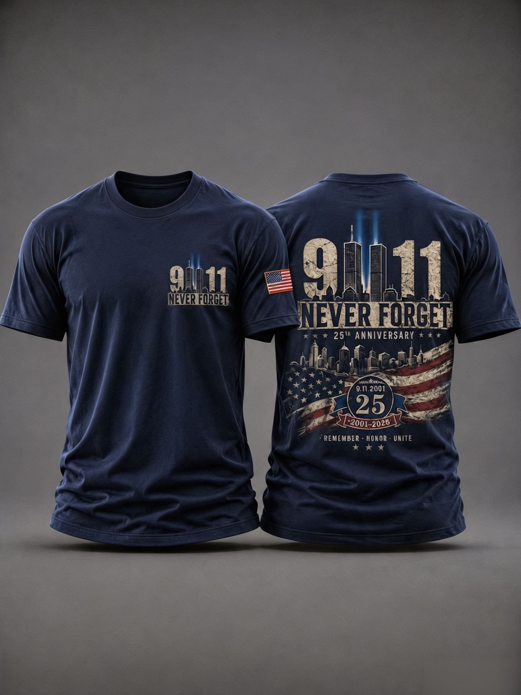 Men's Printed T-Shirt in Memory of 9/11 Victims