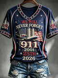 Women's We Will Never Forget 9 11 Print T-shirt