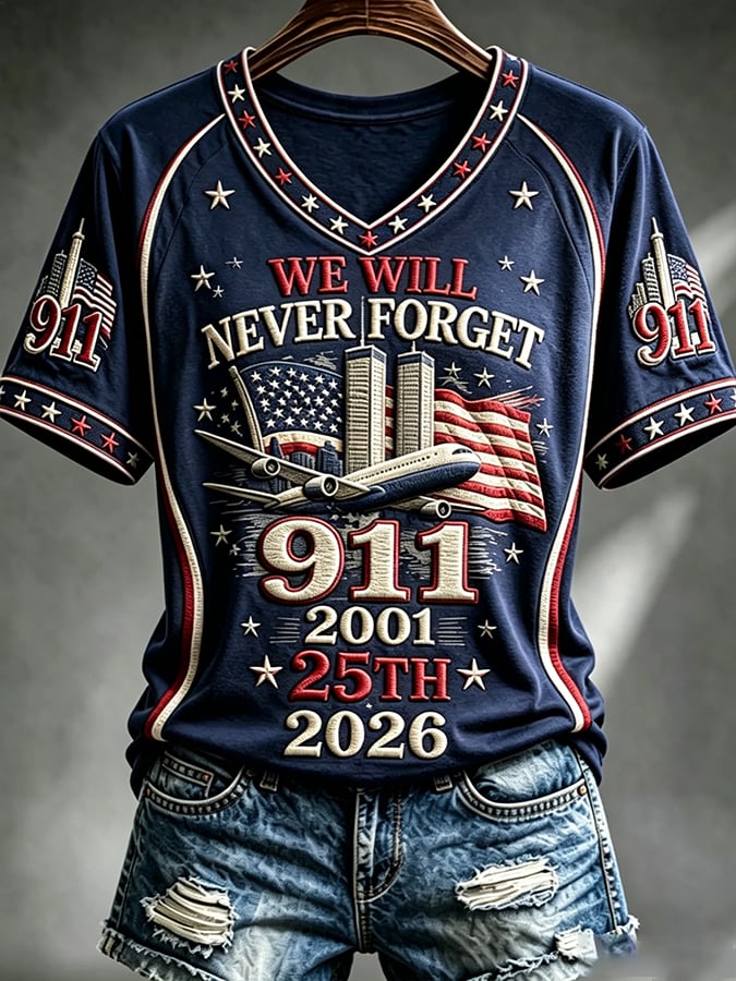 Women's We Will Never Forget 9 11 Print T-shirt