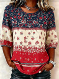 Women's Cotton-Linen Top With 250th Anniversary Botanical Floral Digital Print