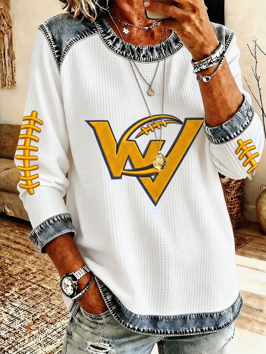 Women's Football Print Long Sleeved Sweatshirt