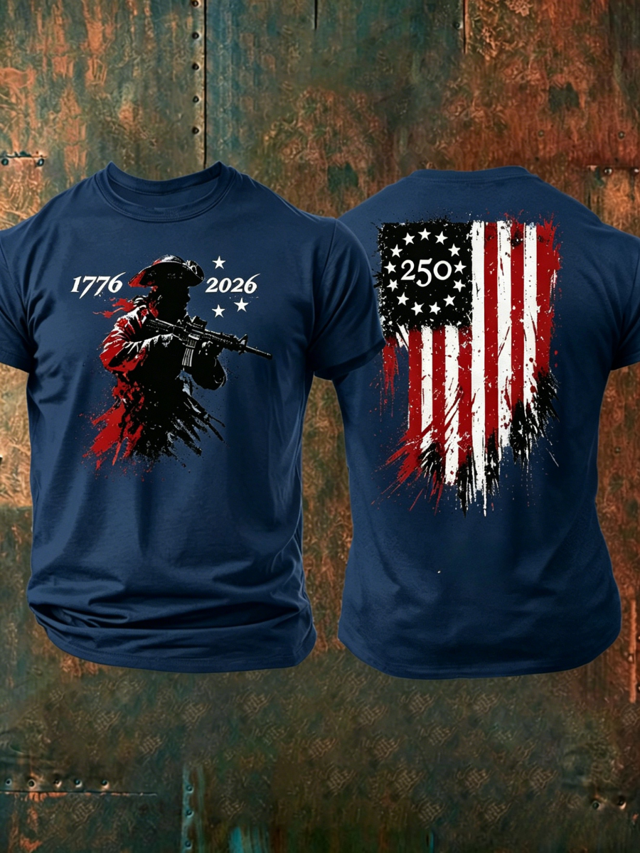 Men's Retro Patriotic Pattern Printed T-Shirt