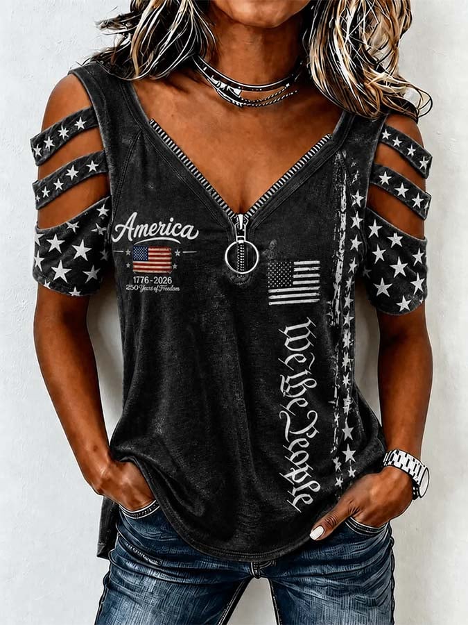Women'S Casual Independence Day Printed Top
