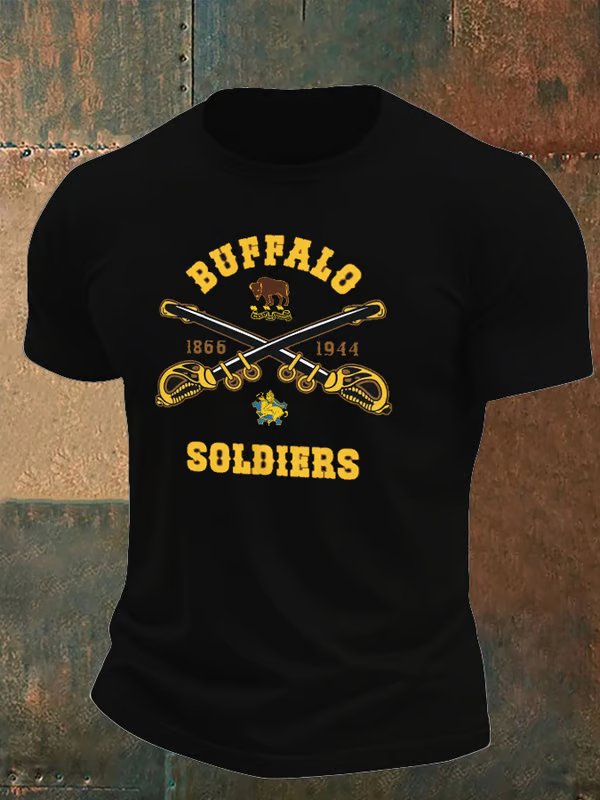 Mens Summer Vintage Black African American History Western Buffalo Soldier Casual Top