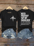 Women's Need Prayer?Tap My Shoulder Print V-Neck Tee