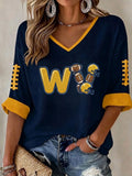 Women'S Football Print Waffle Top