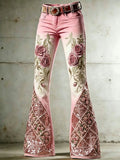 Women'S Flower Cross Patterned Flared Pants