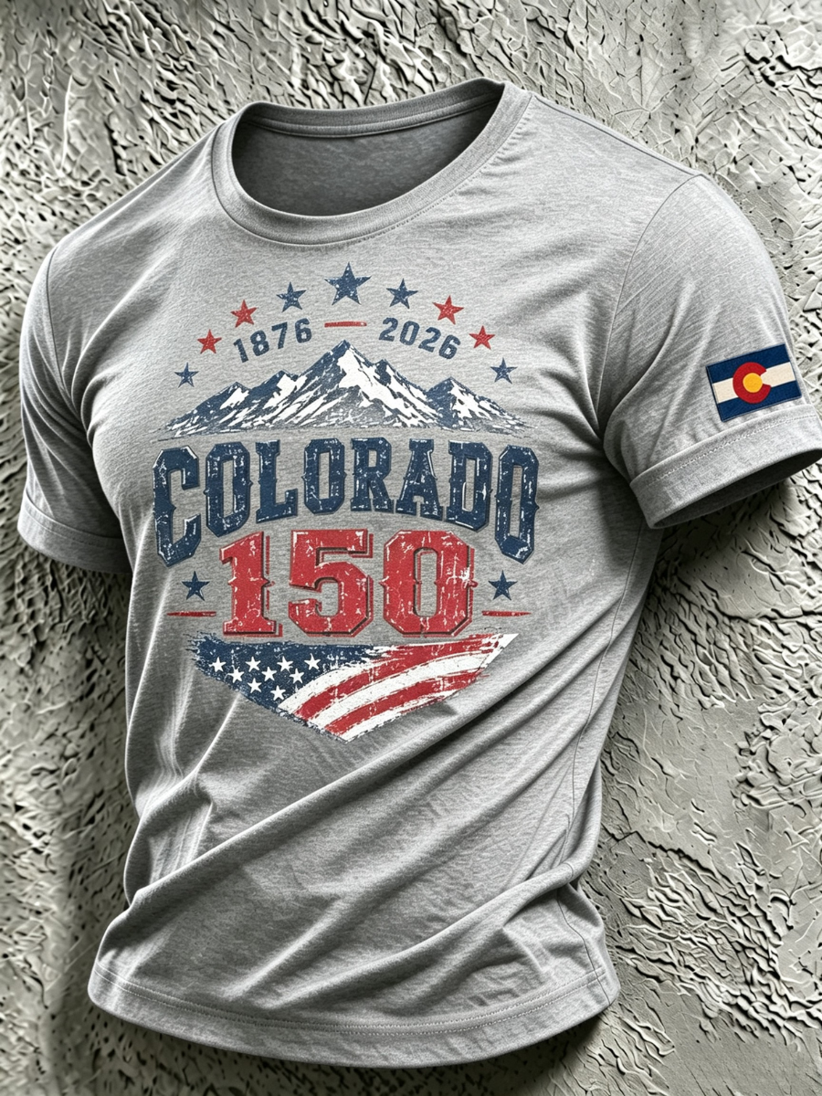 Men's Colorado 150th Anniversary America 250th Anniversary Print Short Sleeve T-Shirt
