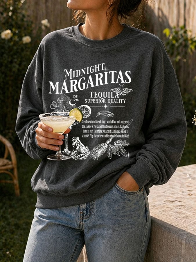 Women's Midnight Margaritas Print Casual Sweatshirt