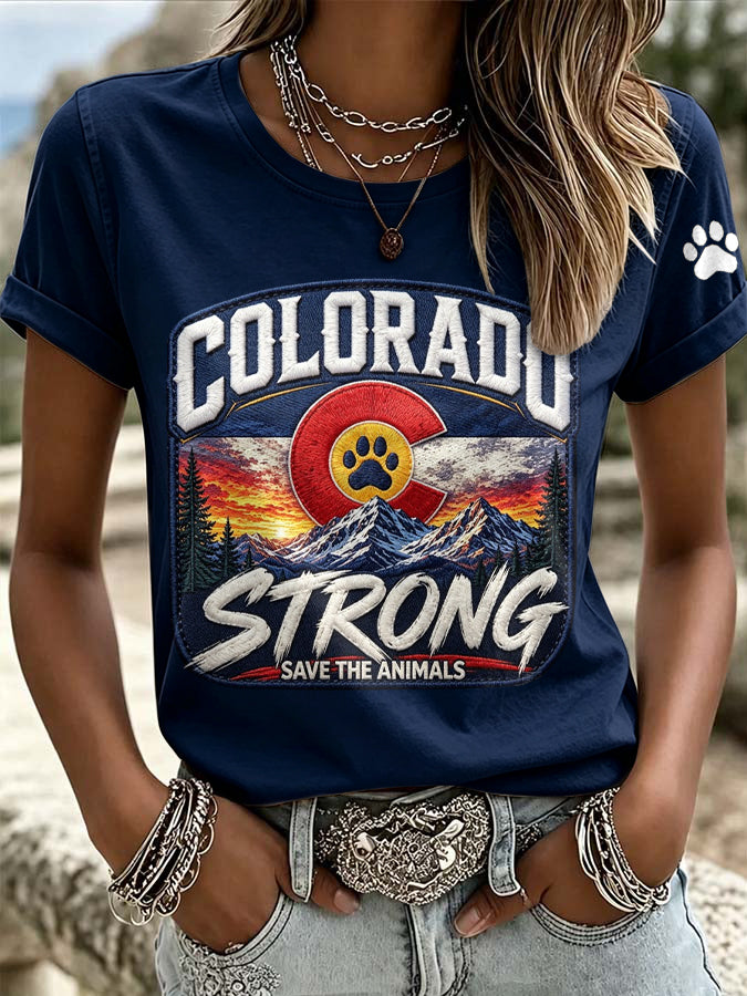 Women'S Retro Colorado Print T-Shirt