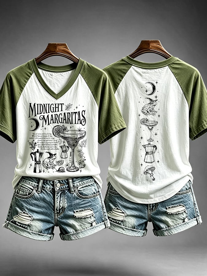 Women's Midnight Margaritas Print Casual T-shirt