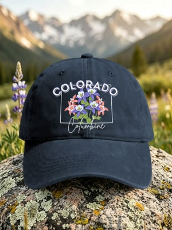 Retro Colorado Columbine Print Baseball Cap