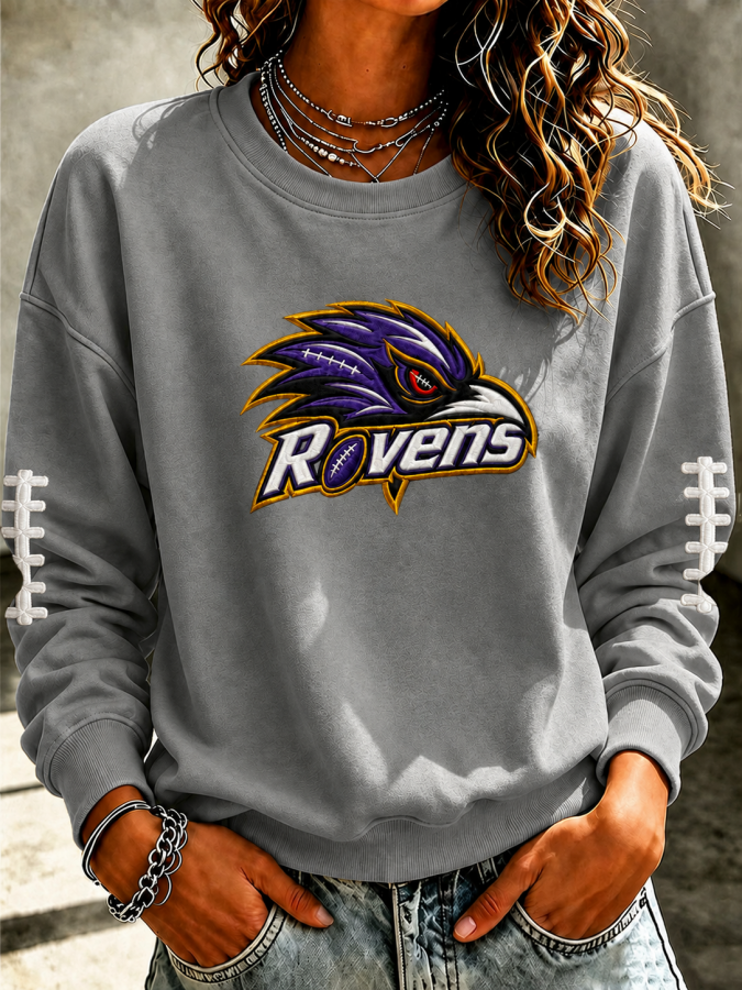 Women'S Retro Football Print Round Neck Sports Shirt