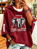 Women'S Retro Rugby Printed Hoodie