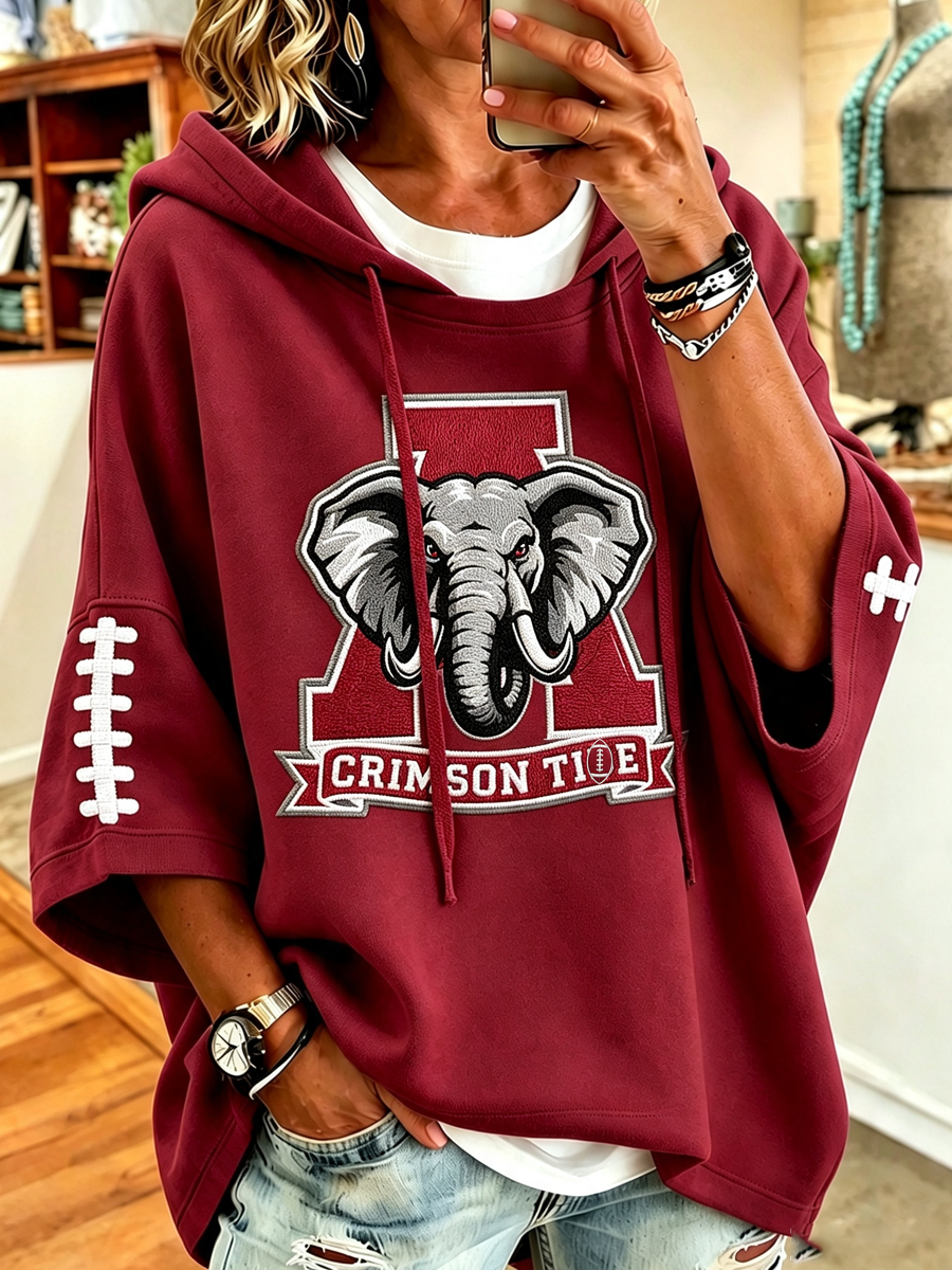 Women'S Retro Rugby Printed Hoodie