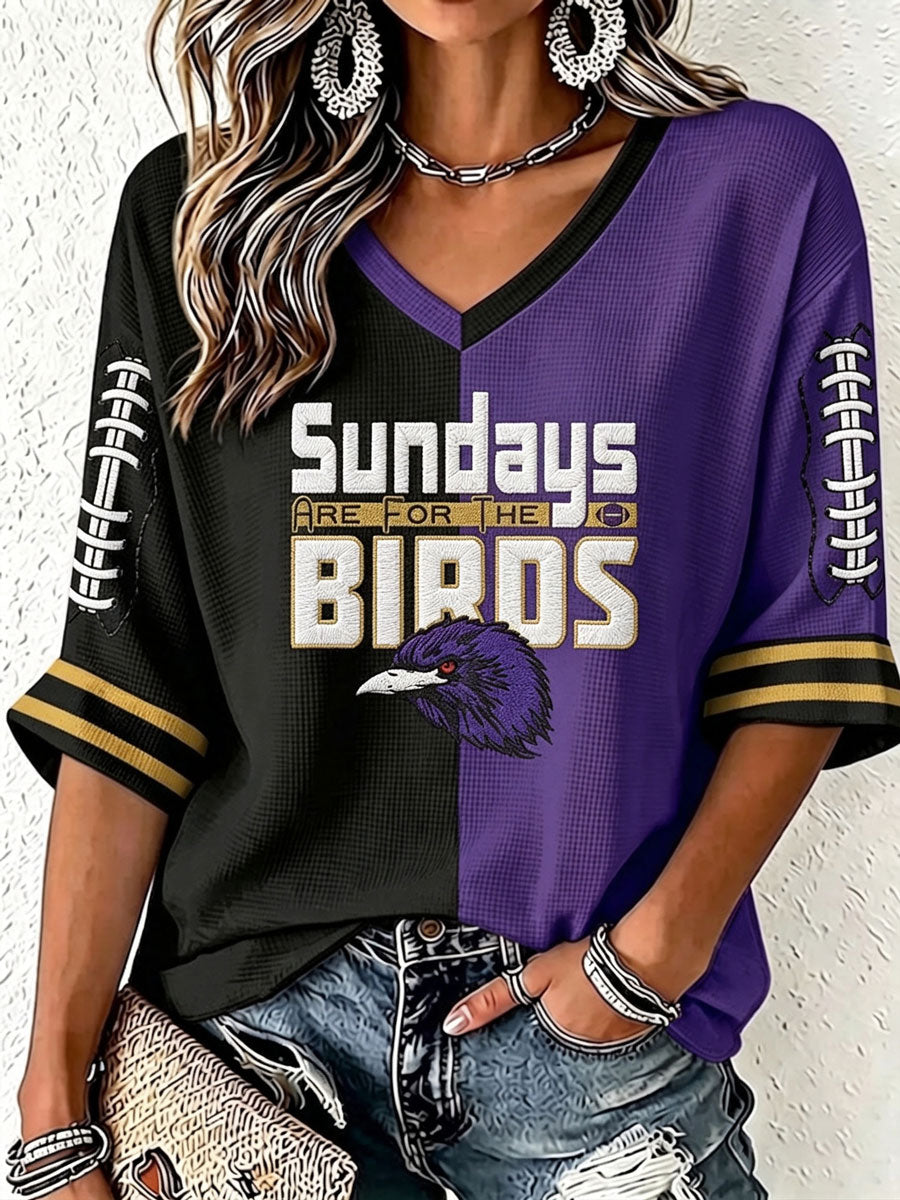 Women'S Football Print Waffle  Top