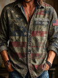 Men'S America Flag Printed Casual Shirt