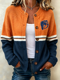 Women'S Casual Football Print Knitted Cardigan Top
