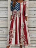 Women'S Flag Floral Printed Casual Dress