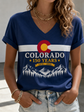 Women's Colorado Strong Cotton And Linen V Neck Top