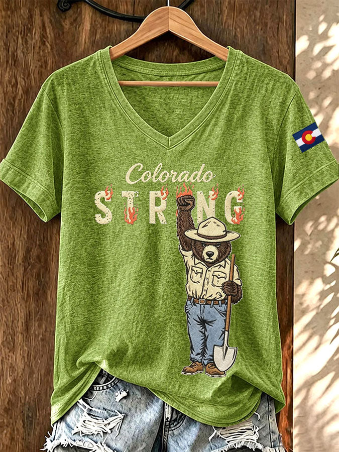 Women'S Colorado Strong Printed V-Neck T-Shirt