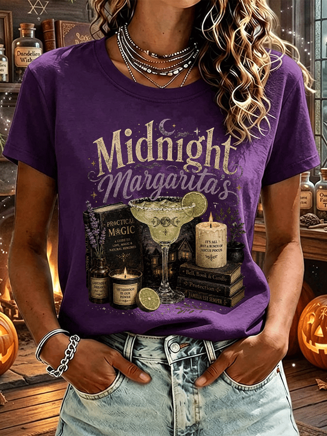 Women's Midnight Margaritas Print Casual T-shirt