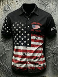 Men's Casual Independence Day American Flag Printed Shirt