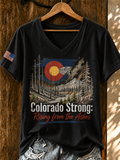 Women'S Colorado Strong: Rising From The Ashesn Printed T-Shirt  V-Neck T-Shirt