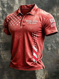 Men'S American Flag Print Casual Polo Shirt