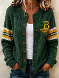 Women's Football Fans Printed Knitted Cardigan Top