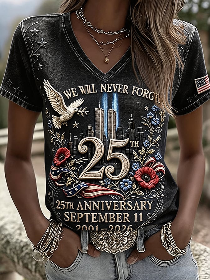 9.11 Never Forget Printed T-Shirts