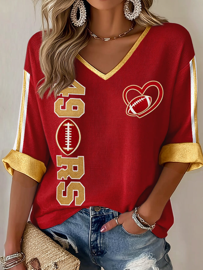 Women'S Football Casual Waffle Top