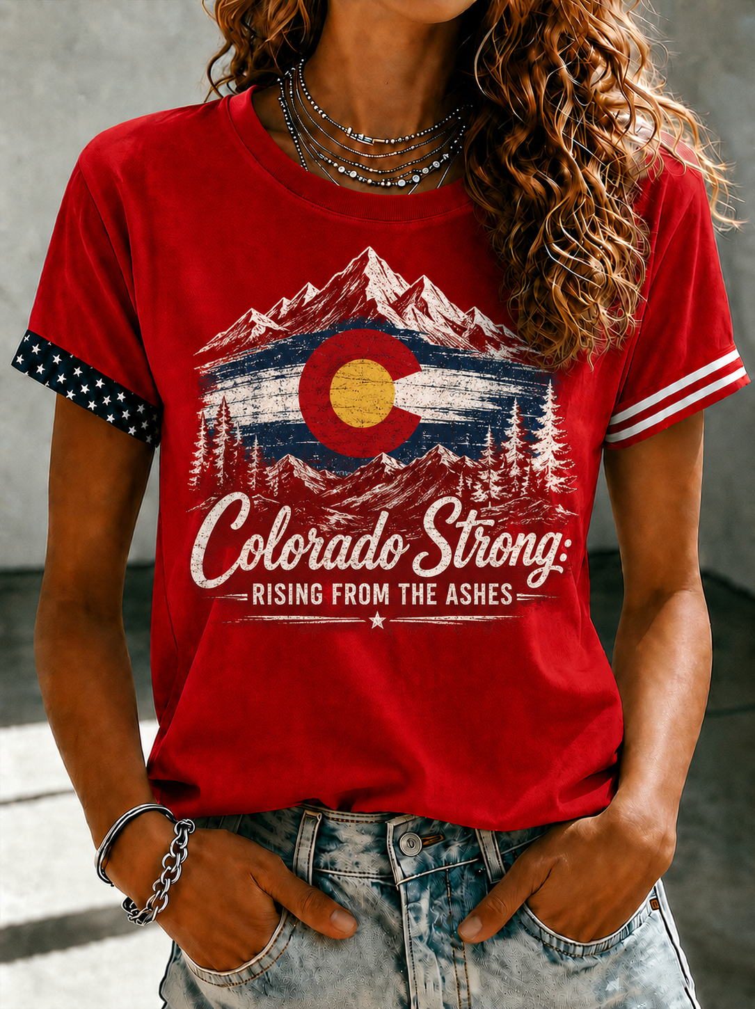 Women'S Colorado Strong: Rising From The Ashesn Printed T-Shirt