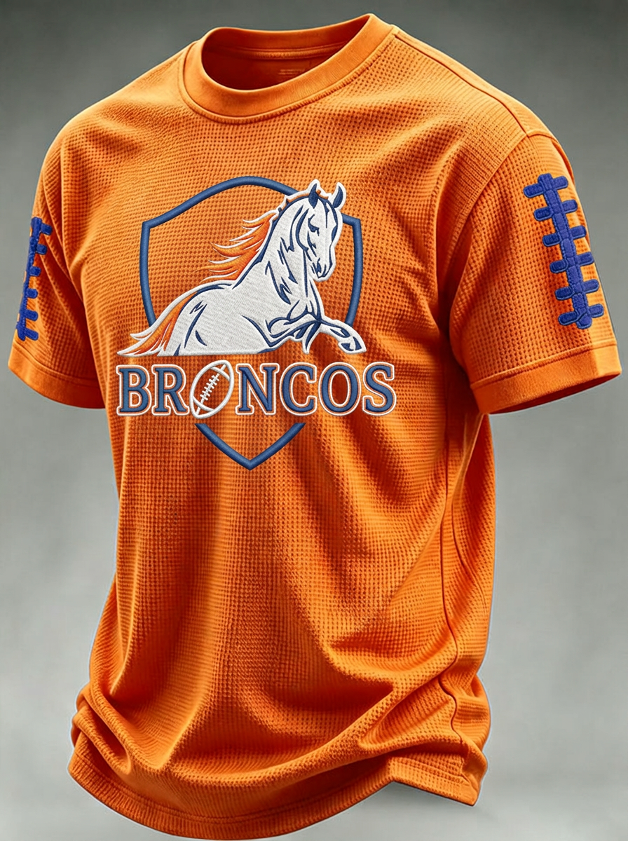 Men's Denver Broncos Football Shield Logo Printed T-shirt