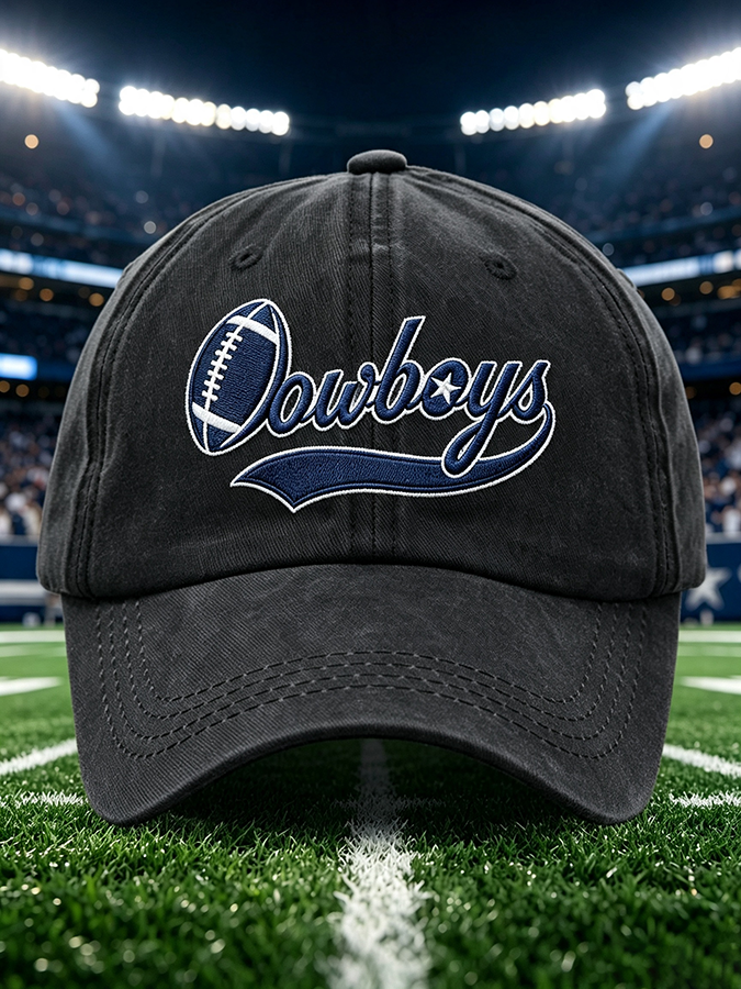 Unisex Football Print Washed Duckbill Cap