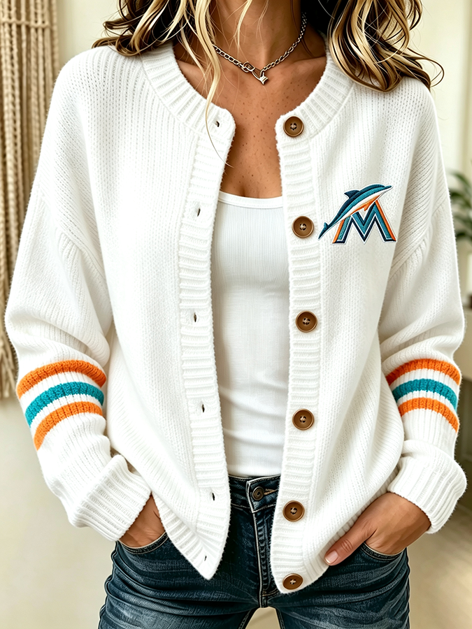 Women'S Casual Football Plant Knitted Cardigan Top