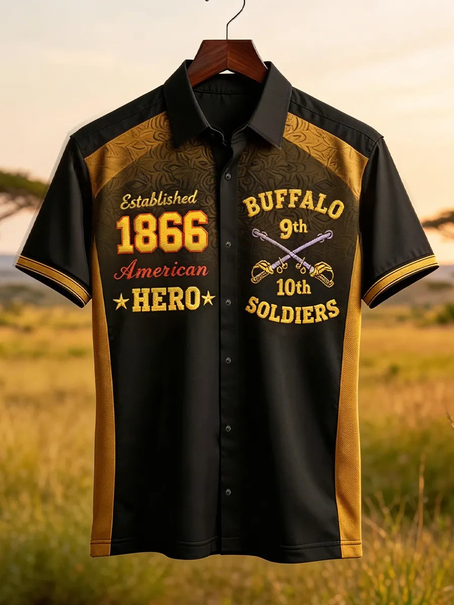 Men's Buffalo Soldier Retro Art Print Casual Shirt