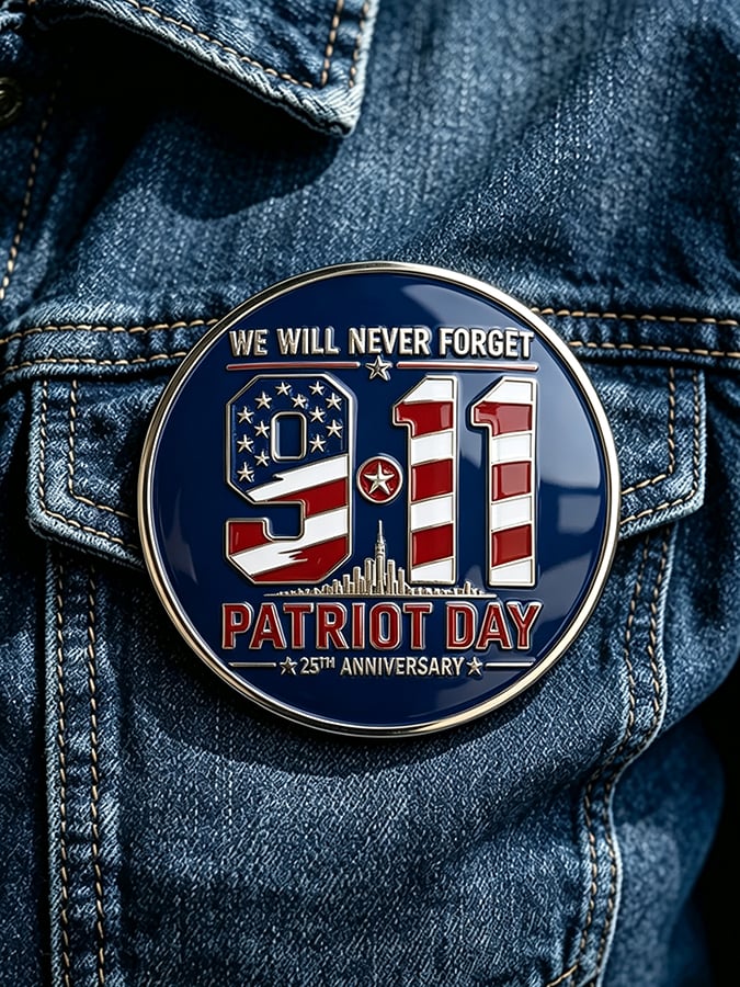 Unisex 9/11 25th Anniversary We Will Never Forget Brooch
