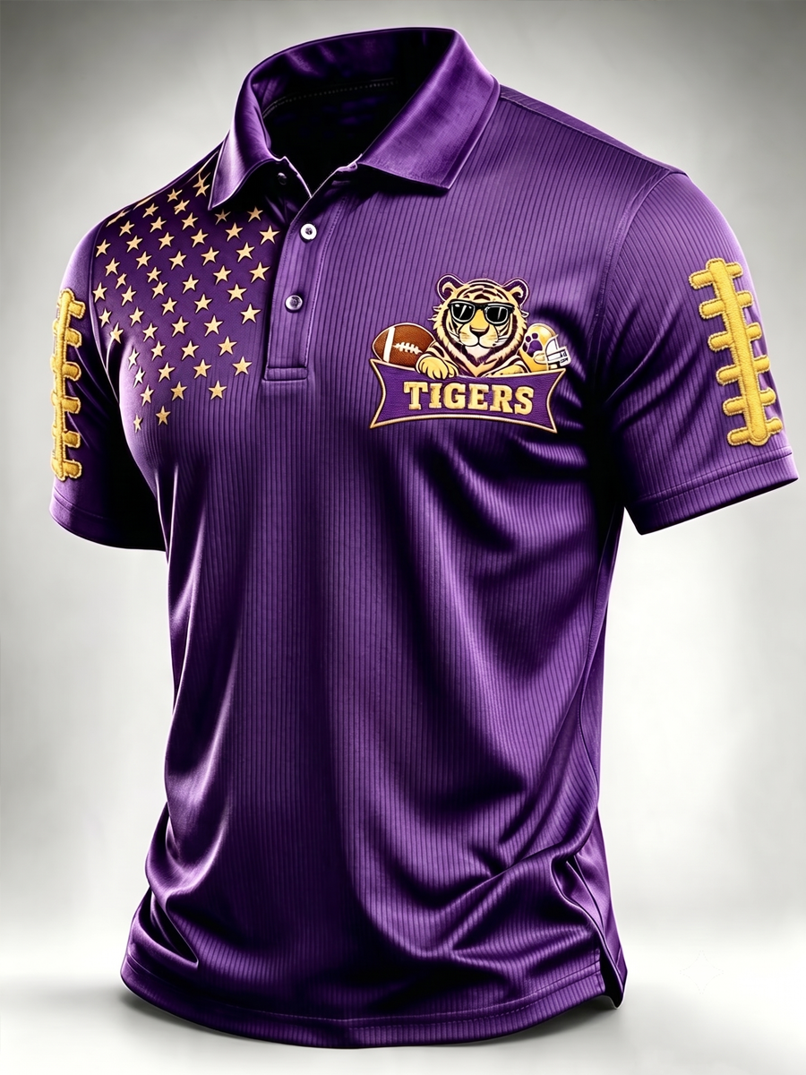 Men'S Retro Rugby Collar Polo T-Shirt
