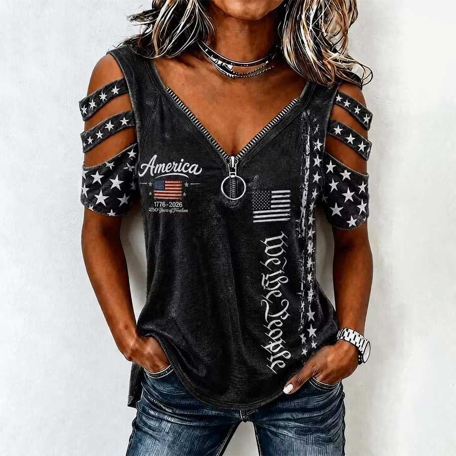 Women'S Casual Independence Day Printed Top