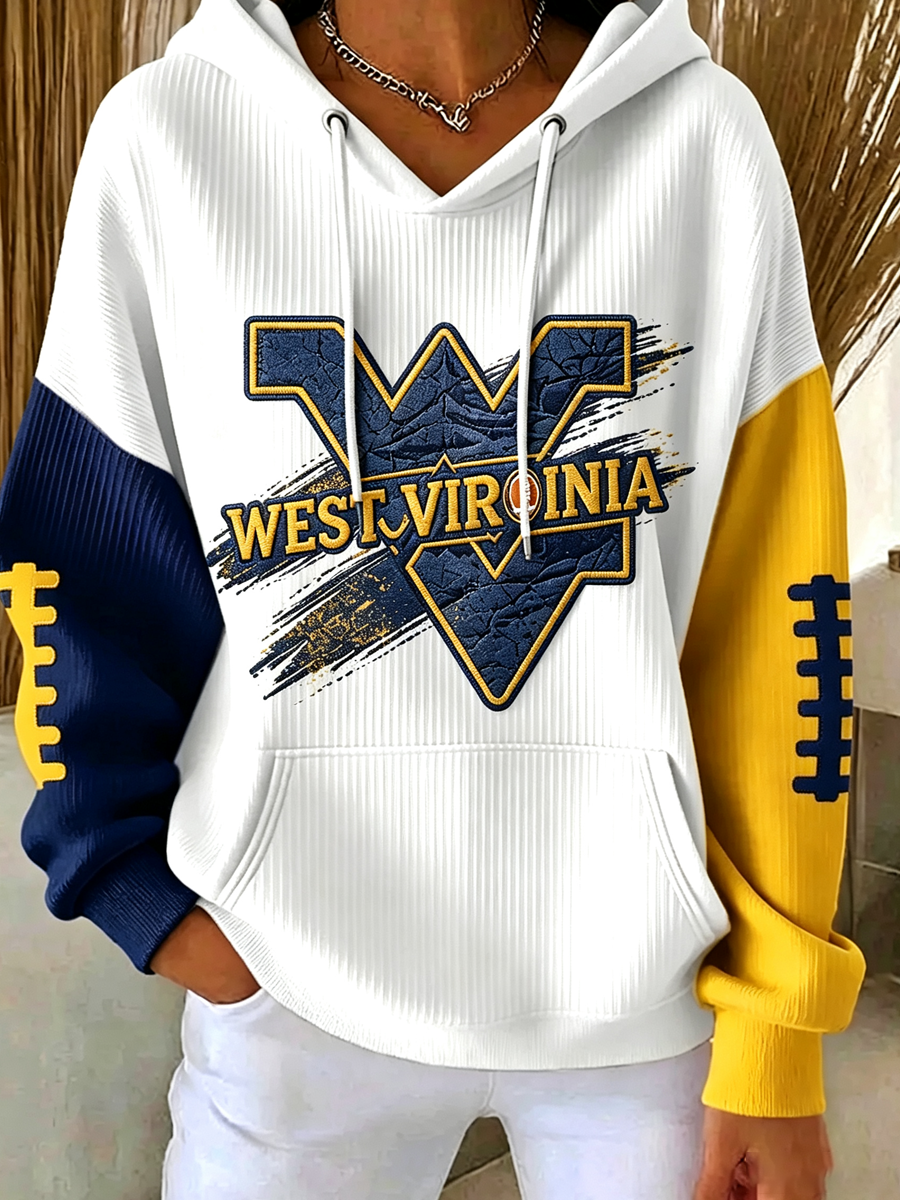 Women'S Football Print Hooded Sweatshirt