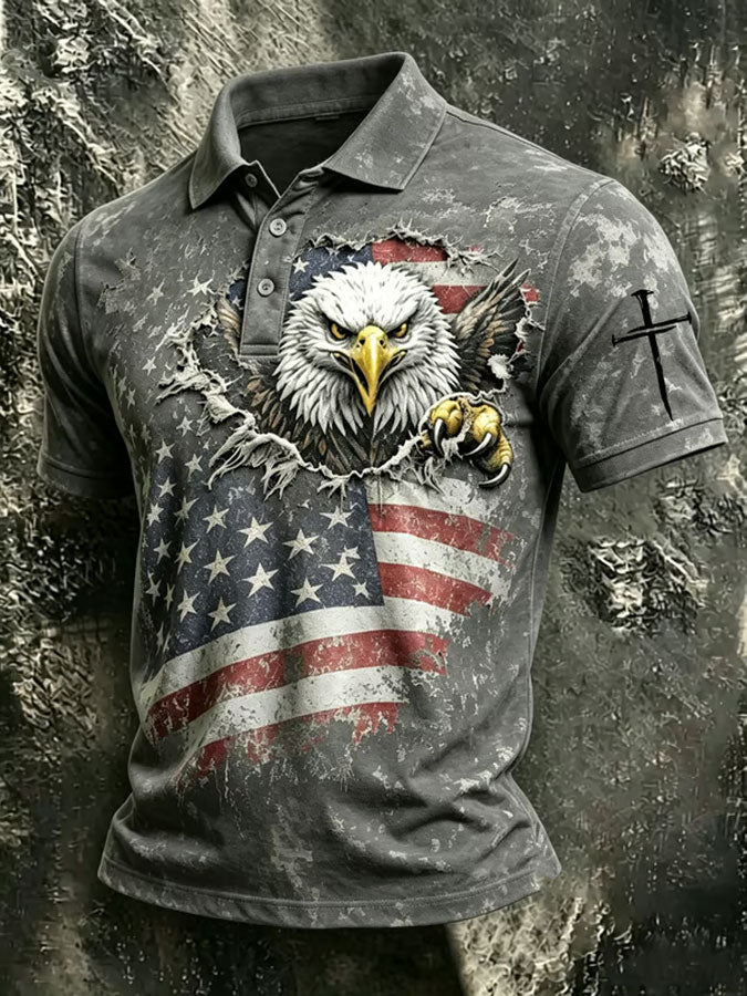 Men's America Flag Print Short Sleeve Top