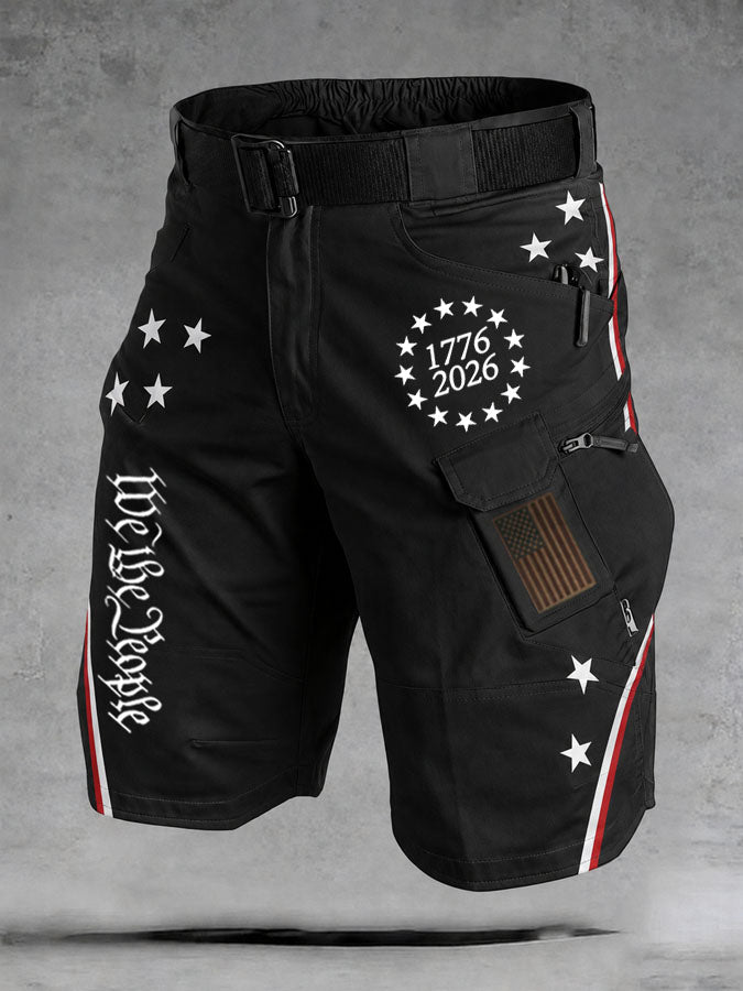 Men'S 250Th Independence Day Flag Printed Workwear Shorts (Excluding Waistband)