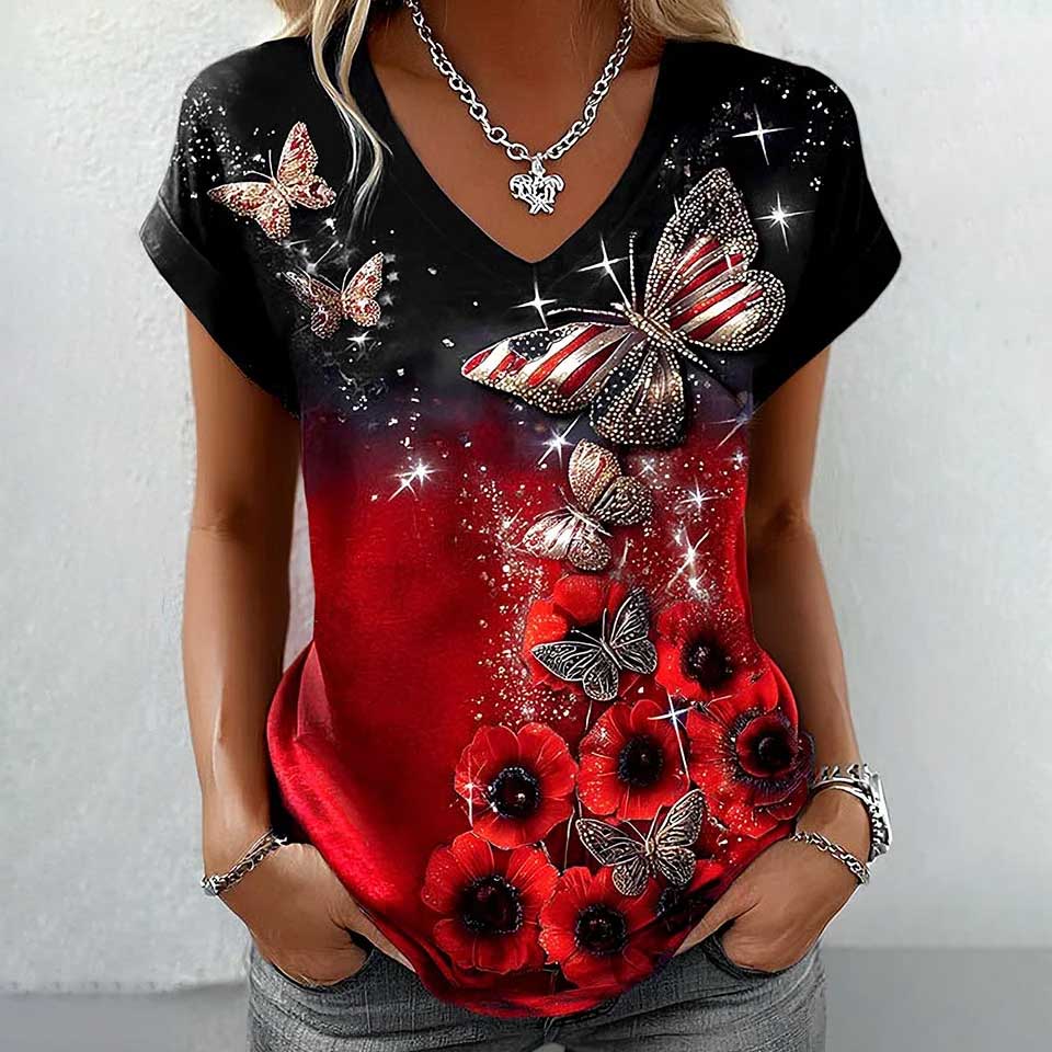 Women's Retro Memorial Day Commemorative Short-Sleeve T-Shirt