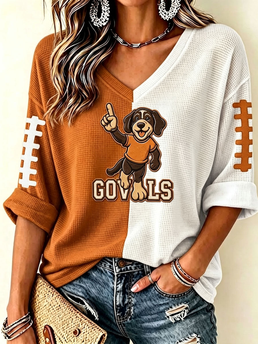 Women'S Football Print Waffle Top