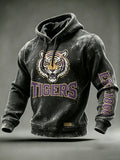 Men's Casual Football Commemorative Printed Waffle Hoodie