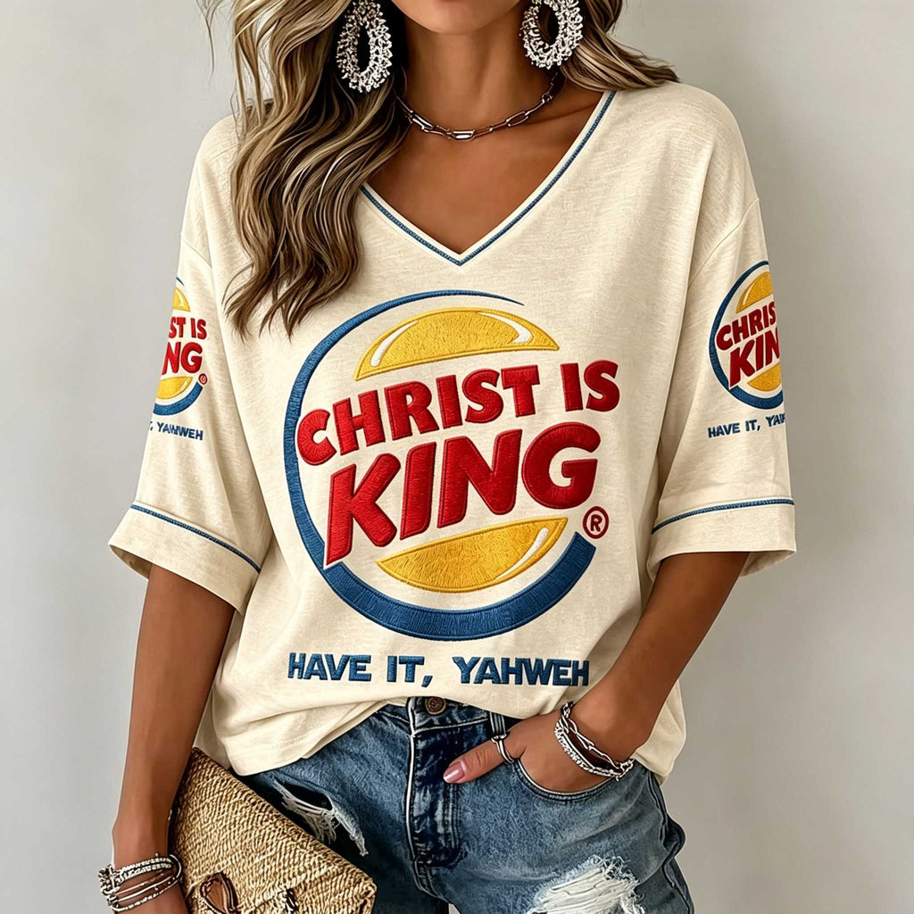 Women's "Christ Is King" V-Neck T-Shirts